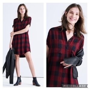 GUC Madewell Courier Shirtdress in Burgundy Buffalo Plaid
